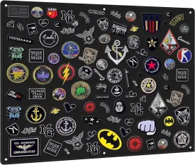 Patch Board with Stainless Steel Loop, Large (43.3 x 27.5 inches) Military Patches Display Board with Frame, Tactical Patch Wall, Black, No Patches Included