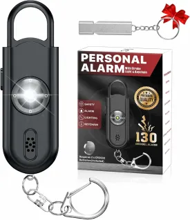 Personal Alarm Self Defense Device 130dB Loud, SOS Strobe Light, Flashlight, Emergency Whistle - Safe Sound Hand Held Safety Siren Key Chain Help Women, Elders, Kids Emergency Call