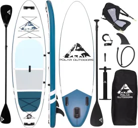 Polar Outdoors by Roc Inflatable Stand Up Paddle Board with Premium SUP Paddle Board Accessories, Wide Stable Design, Non-Slip Comfort Deck for Youth & Adults