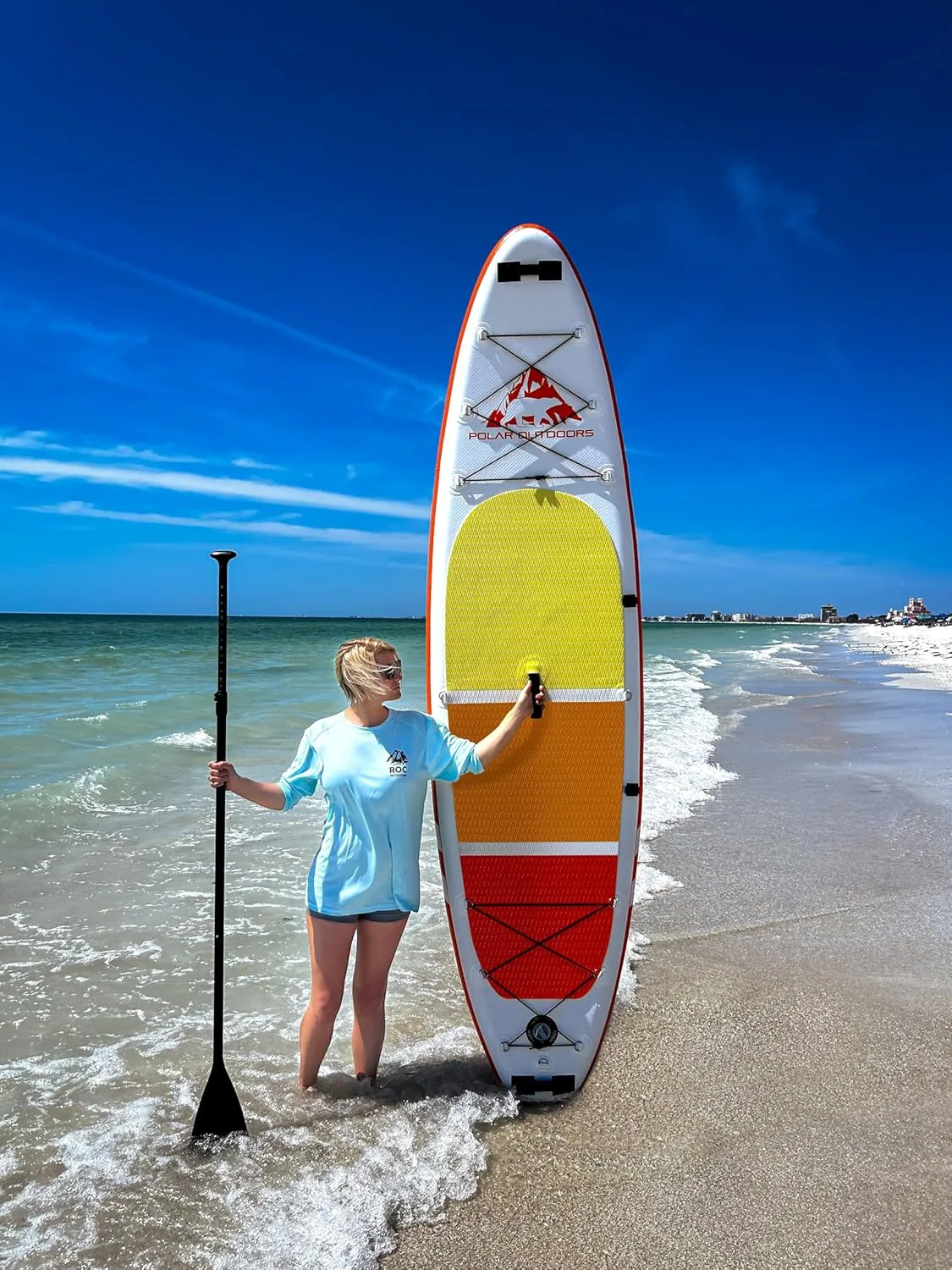 Polar Outdoors by Roc Inflatable Stand Up Paddle Board with Premium SUP Paddle Board Accessories, Wide Stable Design, Non-Slip Comfort Deck for Youth & Adults