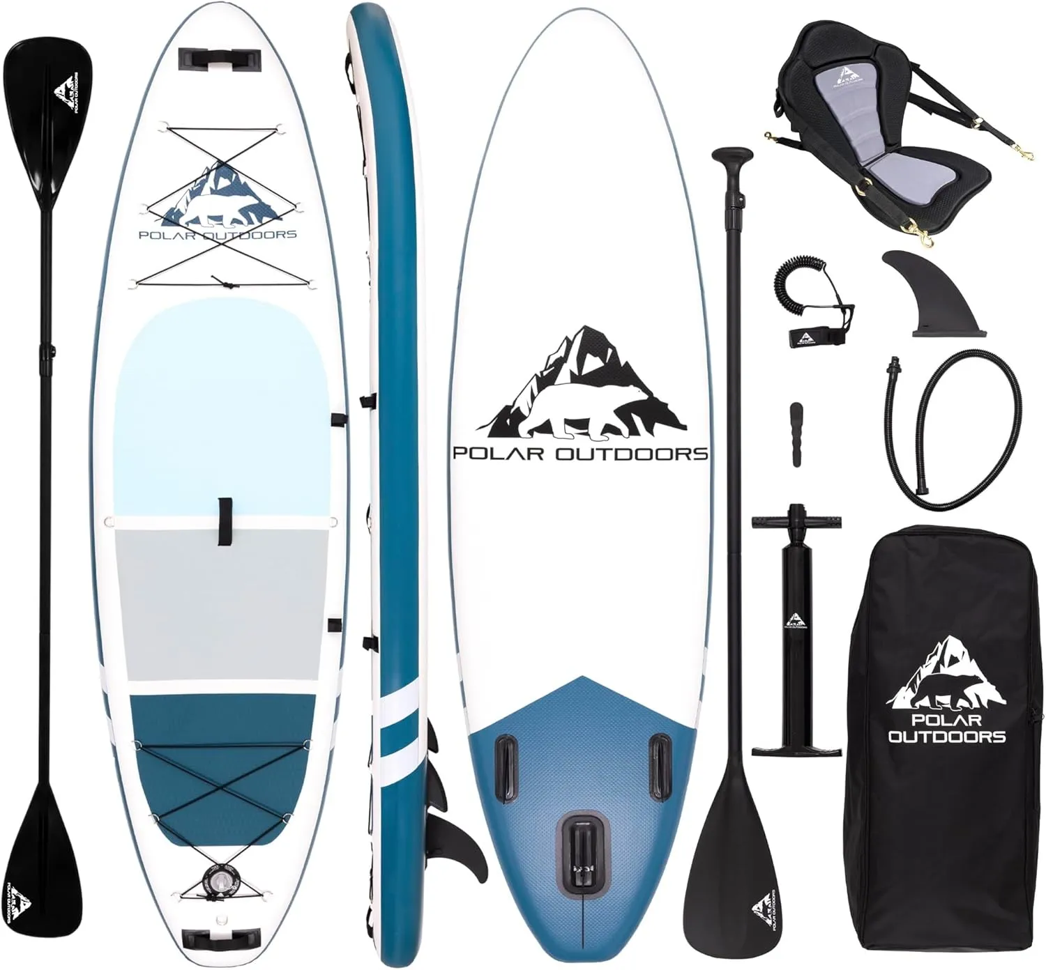 Polar Outdoors by Roc Inflatable Stand Up Paddle Board with Premium SUP Paddle Board Accessories, Wide Stable Design, Non-Slip Comfort Deck for Youth & Adults