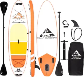 Polar Outdoors by Roc Inflatable Stand Up Paddle Board with Premium SUP Paddle Board Accessories, Wide Stable Design, Non-Slip Comfort Deck for Youth & Adults