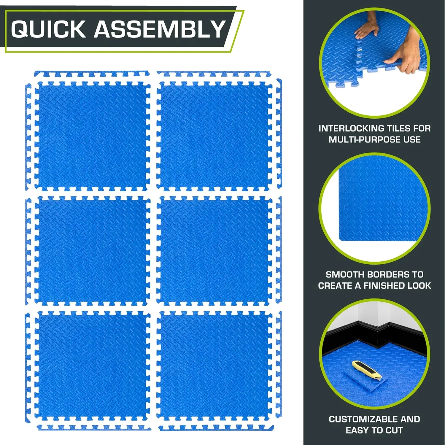 ProsourceFit Puzzle Exercise Mat  in, EVA Interlocking Foam Floor Tiles for Home Gym, Mat for Home Workout Equipment, Floor Padding for Kids, Cream, 24 in x 24 in x  in, 24 Sq Ft - 6 Tiles