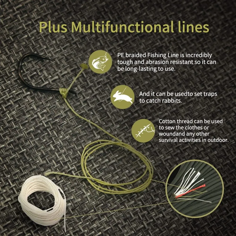 PSKOOK Survival Paracord Parachute Fire Cord Survival Ropes Red Tinder Cord PE Fishing Line Cotton Thread 7 Strands Outdoor 20, 25, 100 Feet