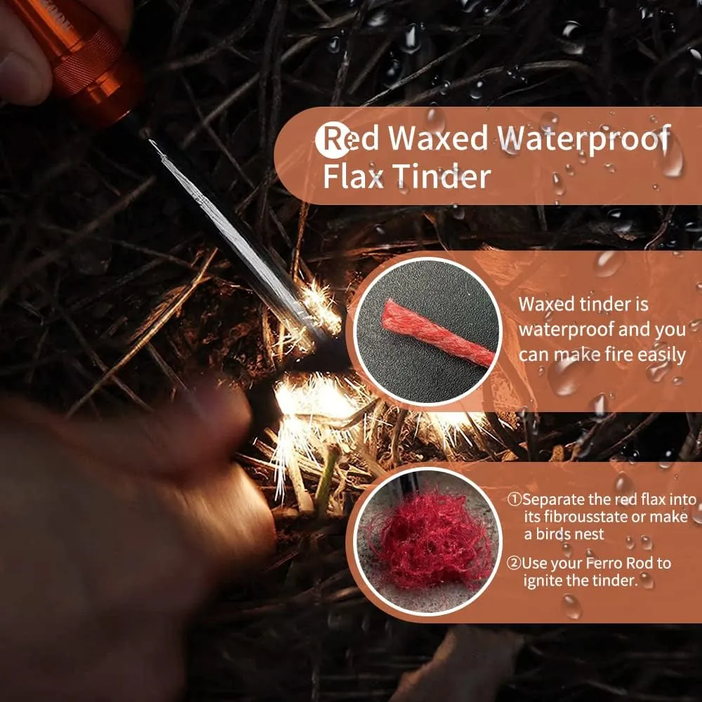 PSKOOK Survival Paracord Parachute Fire Cord Survival Ropes Red Tinder Cord PE Fishing Line Cotton Thread 7 Strands Outdoor 20, 25, 100 Feet