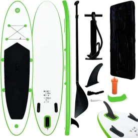 Recreational Stability with Inflatable Stand Up Paddleboard Set, Easy to Inflate, Durable and Puncture-Proof, Green and White