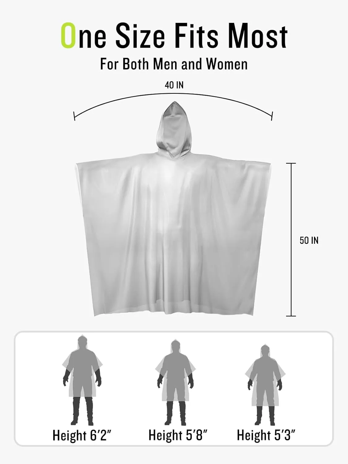 SaphiRose Disposable Rain Ponchos Emergency Clear Poncho