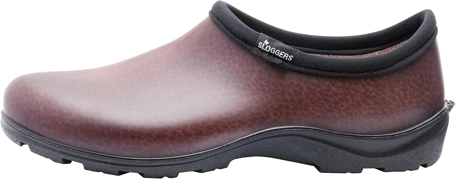 Sloggers Original Waterproof Work Shoe for Men  Outdoor Slip-On Rain and Durable Garden Footwear Made in The USA with Premium Comfort Support Insole, Leather Print Brown - Size 9
