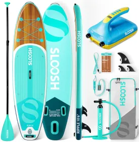 SLOOSH Inflatable SUP & Electric Pump Bundle  10'6" Paddle Board with Premium Accessories, Non-Slip EVA Deck, 20 PSI Dual-Stage Pump for Fast Inflation, Perfect for Youth & Adults of All Skill Levels
