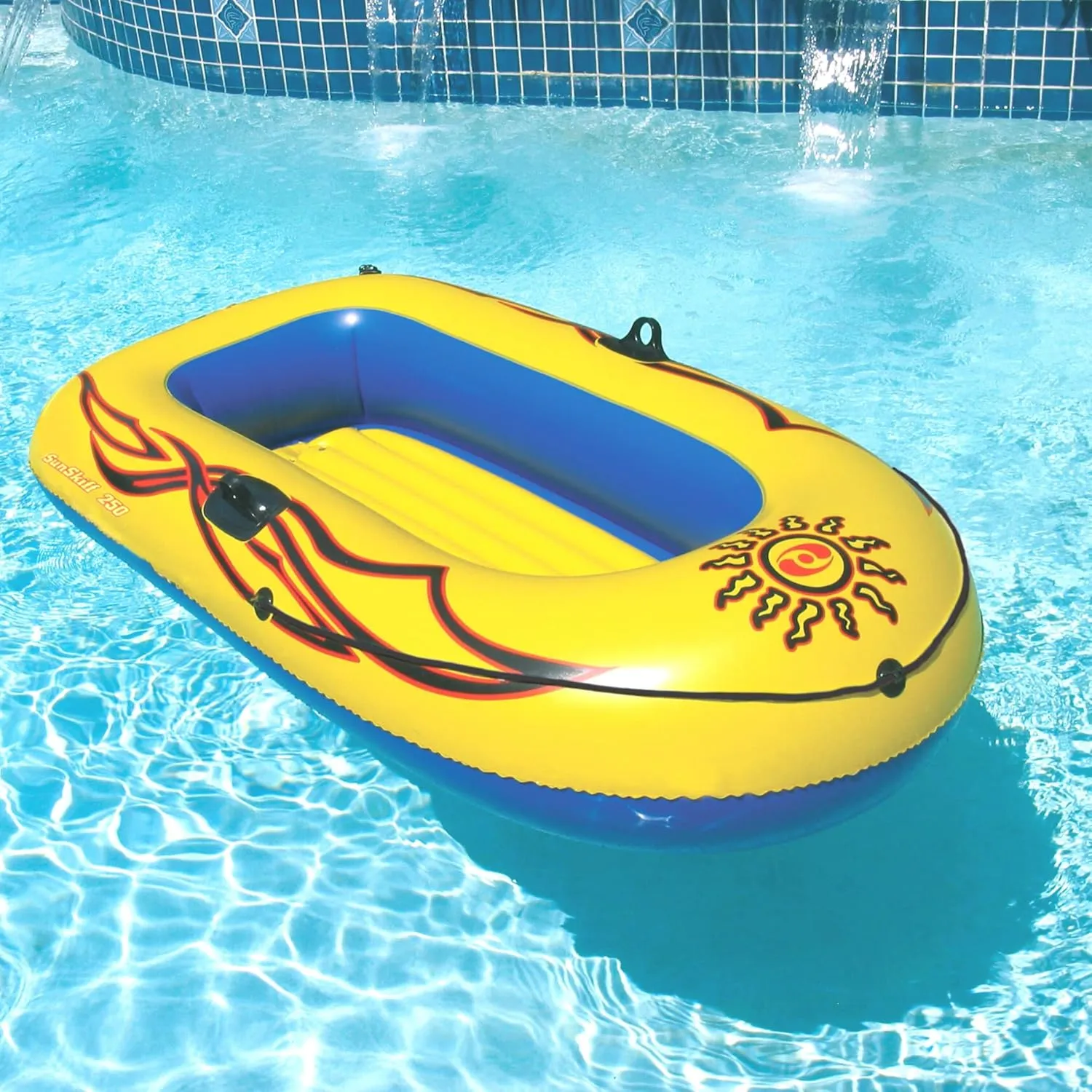 Solstice by Swimline SunSkiff 2-Person Boat, Yellow, Blue, Black, One Size (29250)