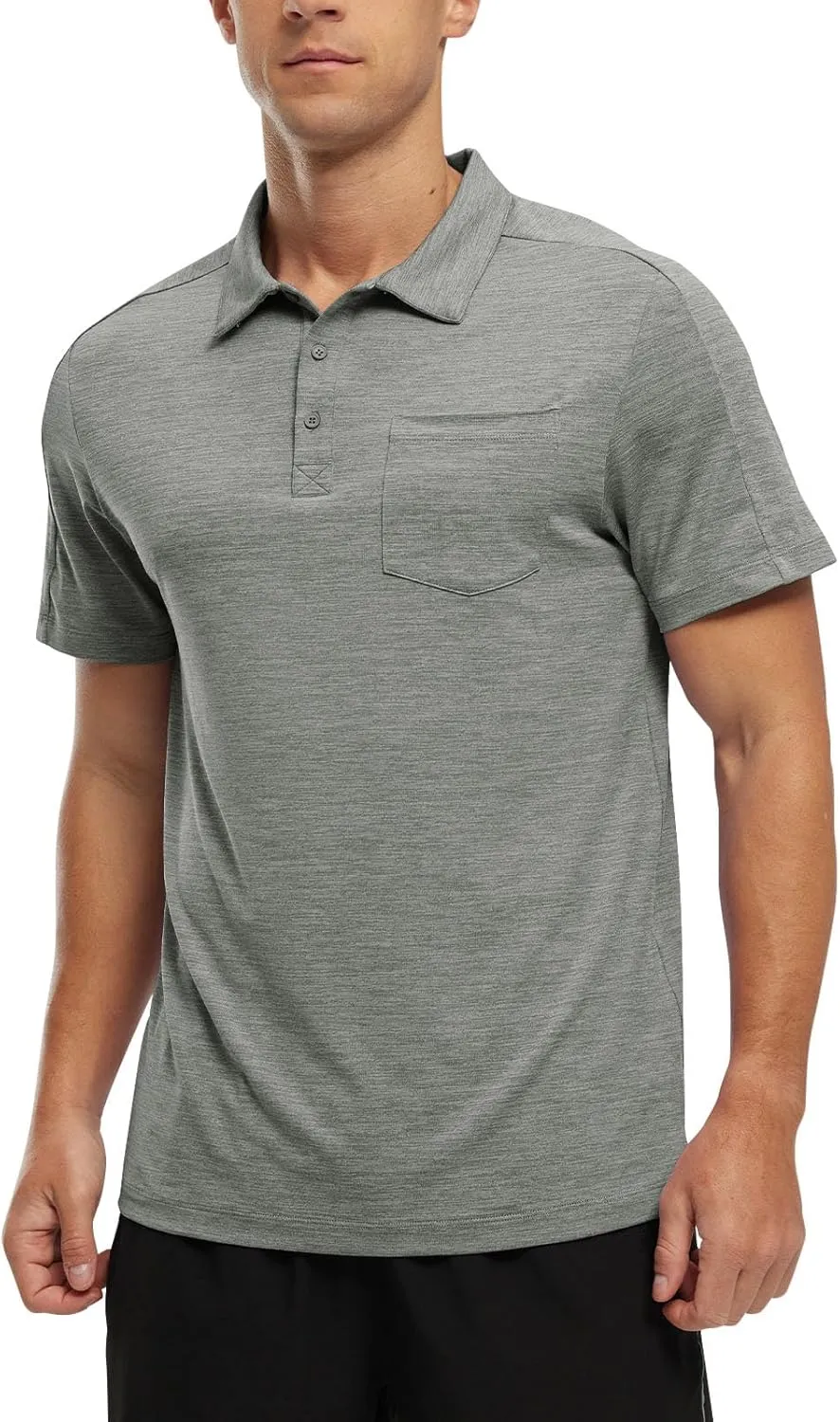 TBMPOY Men's Polo Shirts Short Sleeves with Pocket Lightweight Quick Dry Outdoor Casual Work Golf Sports Shirt