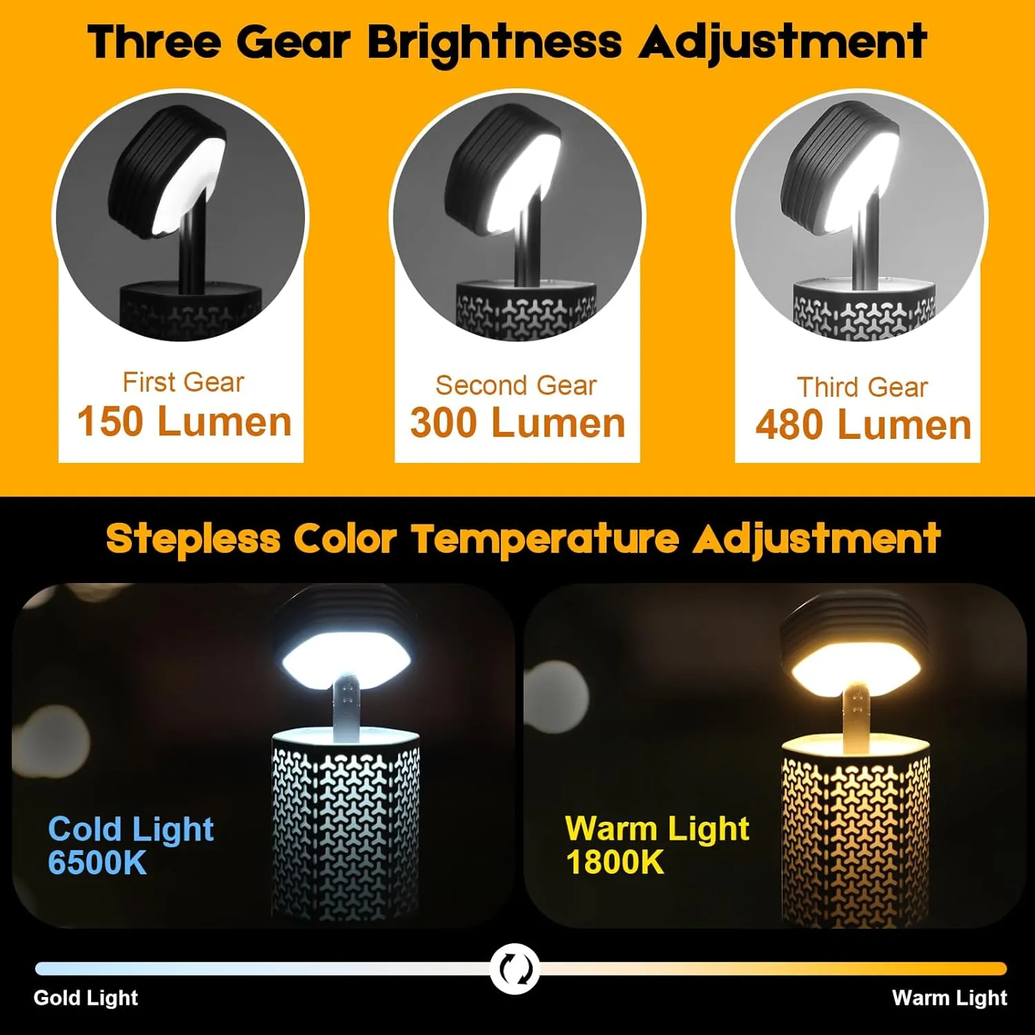 Telescopic Camping Lights, Rechargeable 10500mAh Camping Lantern with Storage Bag, Waterproof LED Camping Lamp with Magnetic, Portable Outdoor Tent Light for Camping,Hiking,Emergency,Fishing (Black)