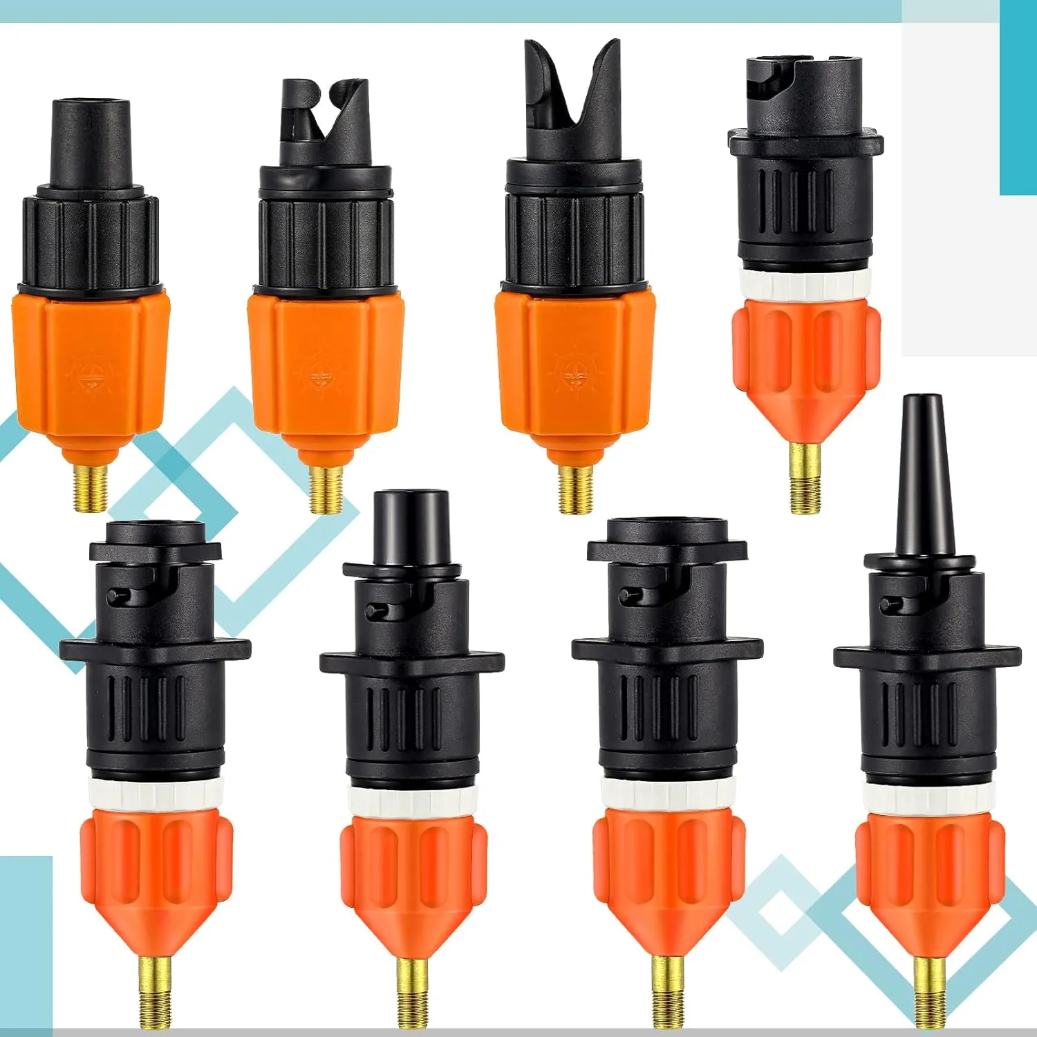 Treela Inflatable Air Pump Adaptor Compatible with SUP Inflatable Car Air Compressor Valve Adaptor with 9 Valve Nozzle for Paddle Board Boat