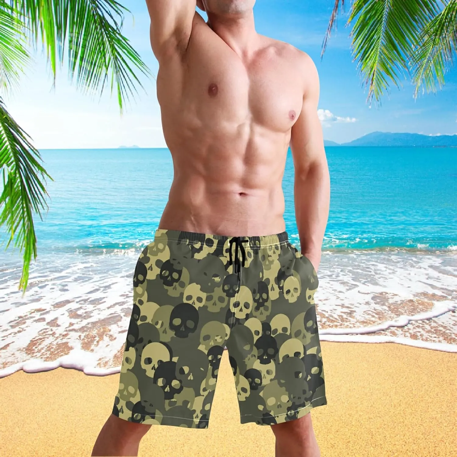 visesunny Stylish Summer Swim Trunks Men's Quick Dry Board Shorts Bathing Suit with Pockets for Men Boyfriends Youth