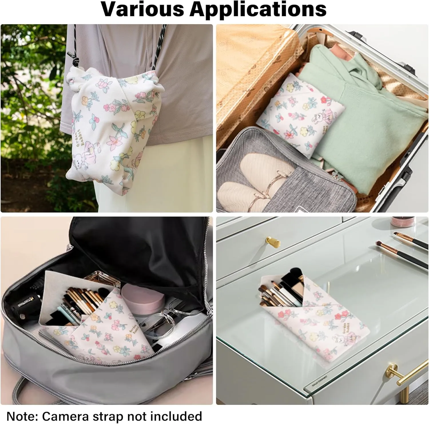 Walking Way Self-Adhesive Magic Cloth Makeup Bag, Portable Protective Cosmetic Pouch, Camera Lens Wrap, Stylish Travel Organizer for Beauty Essentials, Travel, Gifts & Daily Use