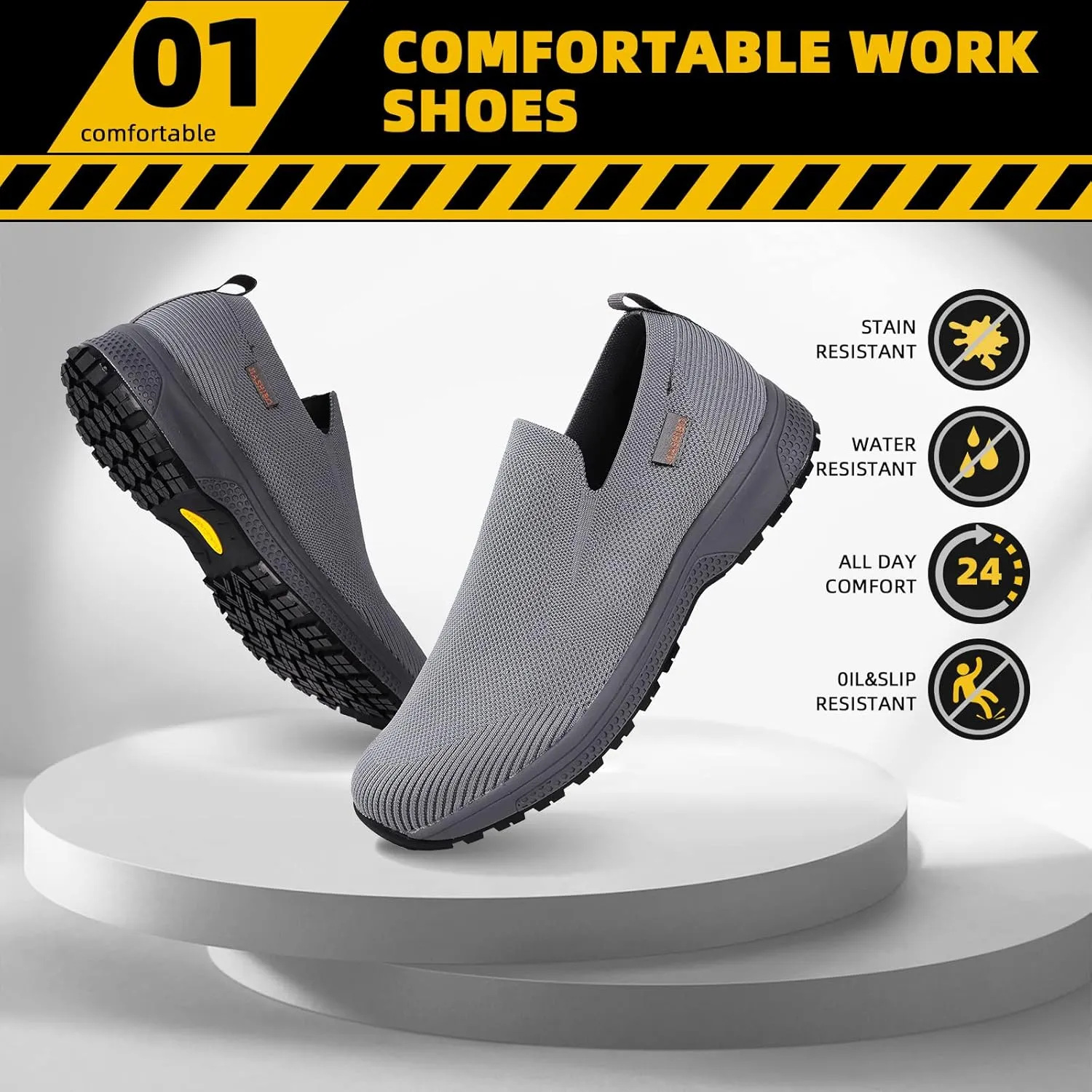 Waterproof Shoes for Men Slip on Non Slip Work Shoes Mens Chef Kitchen Restaurant Shoe Slip Resistant Food Service Rain Shoes Walking Sneakers Lightweight Breathable