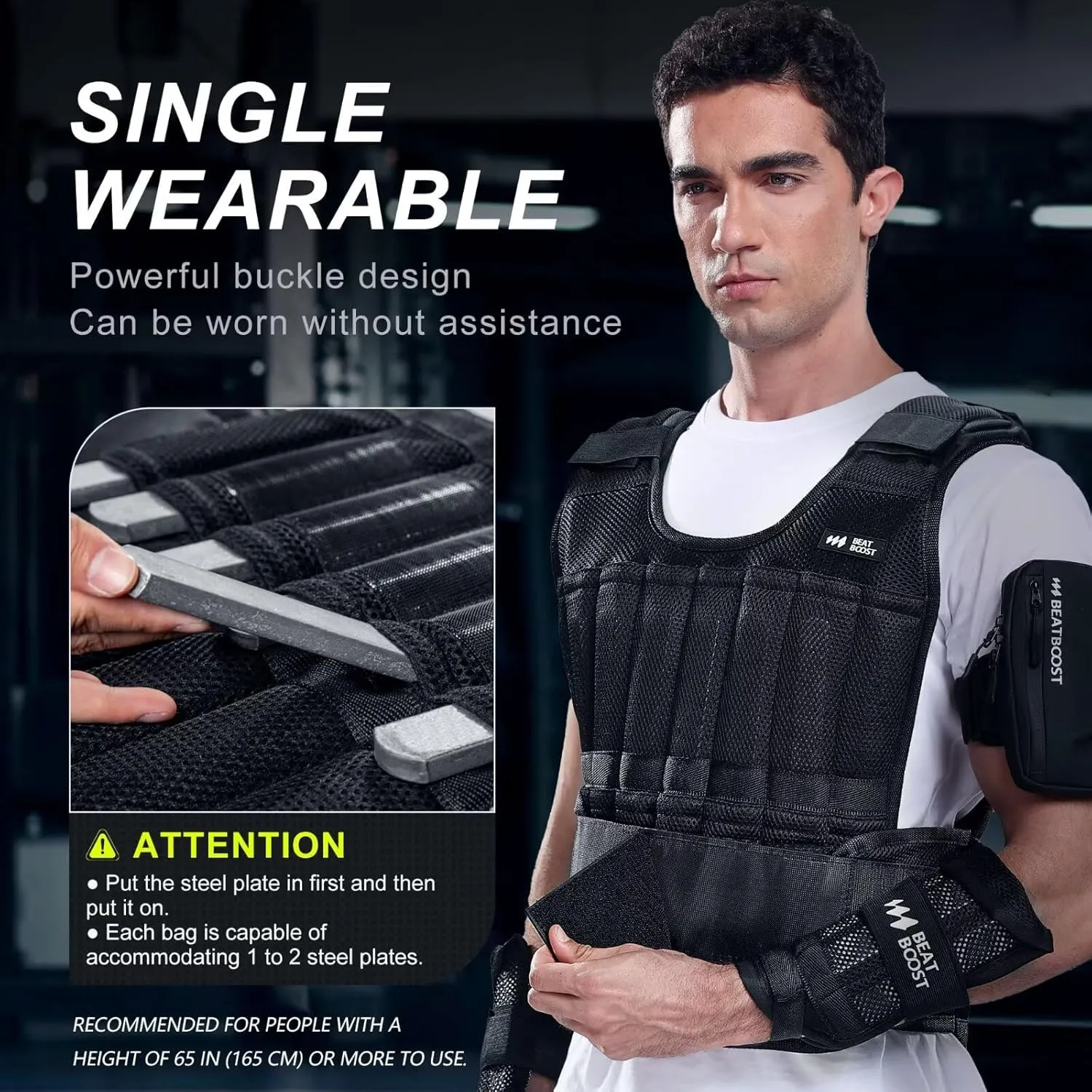 Weighted Vest for Men Women 20lb/30lb/40lb/50lb/60lb Adjustable Weight Vest with Steel Plates Weights for Walking Strength Training Running Workout
