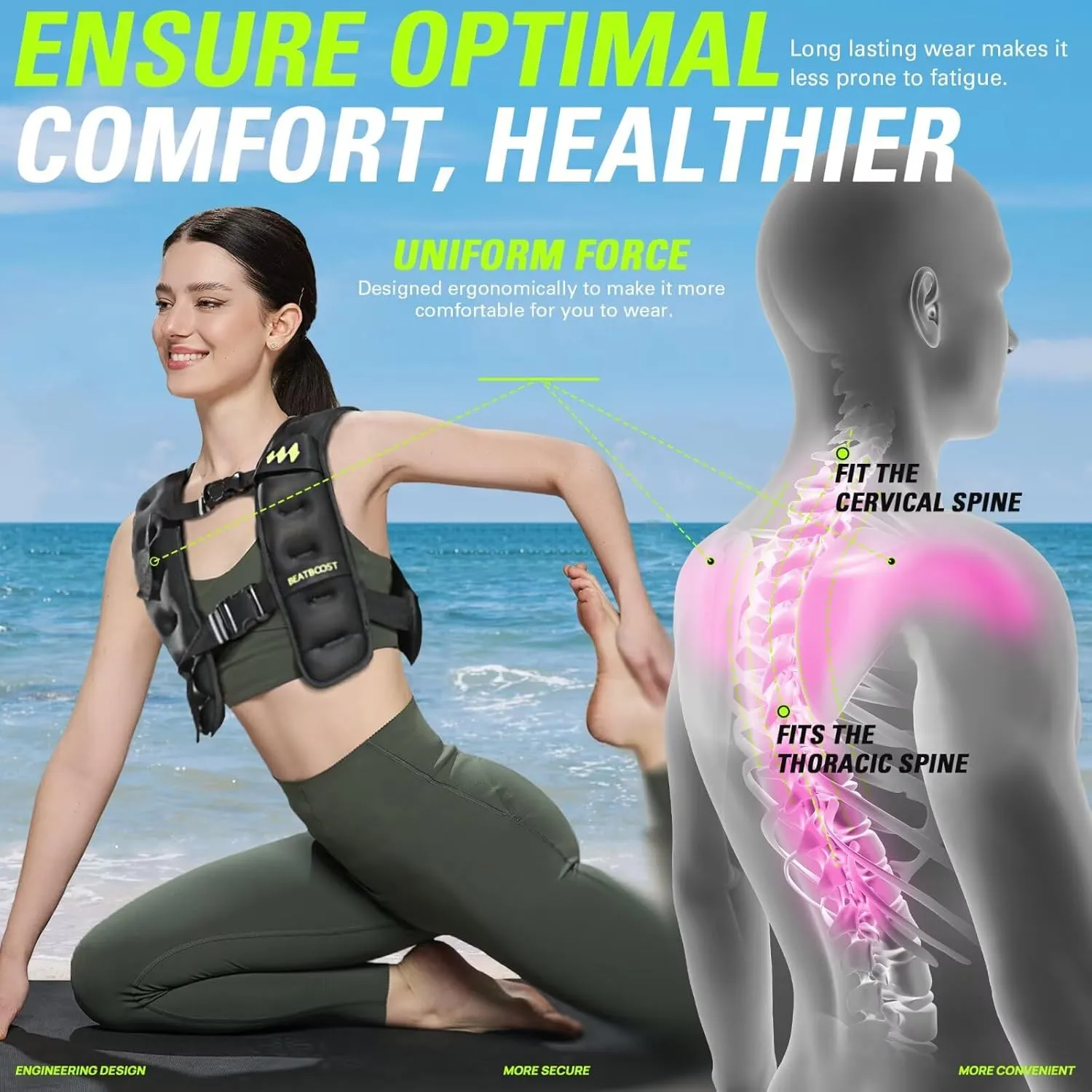 Weighted Vest for Women Men BeatBoost 10lb/15lb/20lb/25lb/30lb/35lb/40lb Weight Vest with Ironsand for Strength Training Running Walking Workout