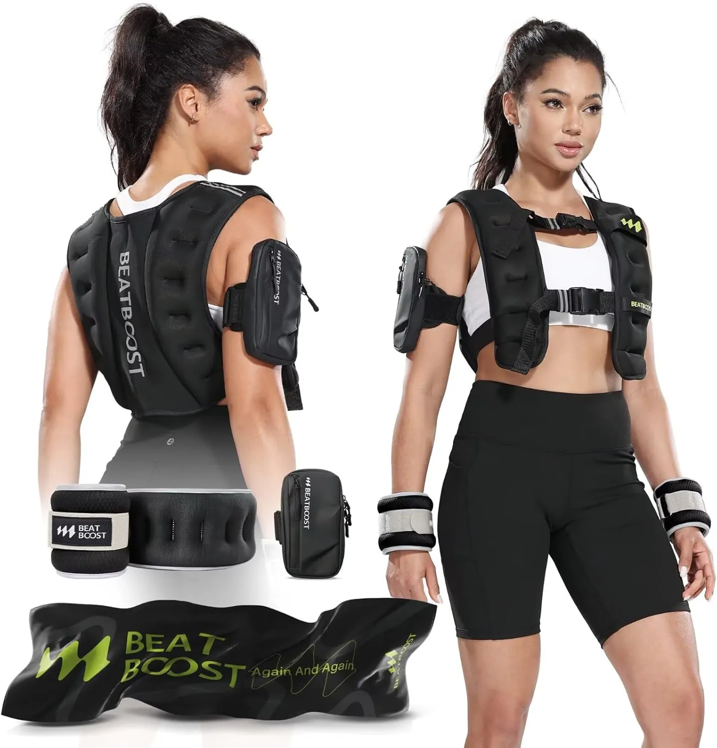 Weighted Vest for Women Men BeatBoost 10lb/15lb/20lb/25lb/30lb/35lb/40lb Weight Vest with Ironsand for Strength Training Running Walking Workout
