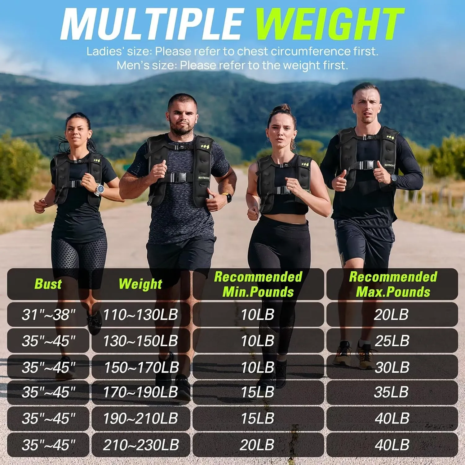 Weighted Vest for Women Men BeatBoost 10lb/15lb/20lb/25lb/30lb/35lb/40lb Weight Vest with Ironsand for Strength Training Running Walking Workout