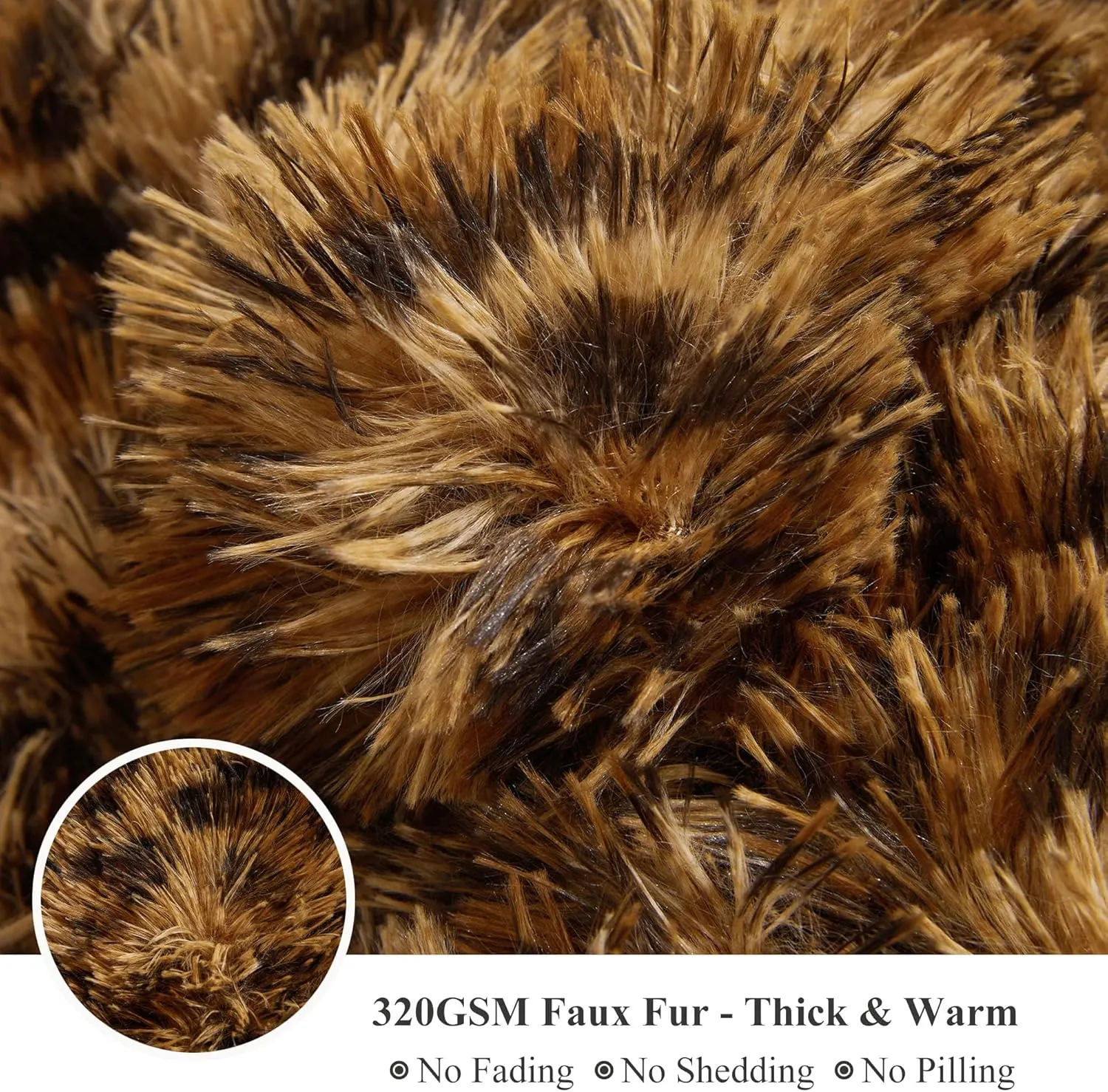 XeGe Cheetah Print Fluffy Faux Fur Duvet Cover Set, 3 Pieces Soft Plush Shaggy Fuzzy Bedding Set(1 Faux Fur Leopard Print Comforter Cover   2 Furry Pillowcases), Zipper Closure(Queen, Brown)