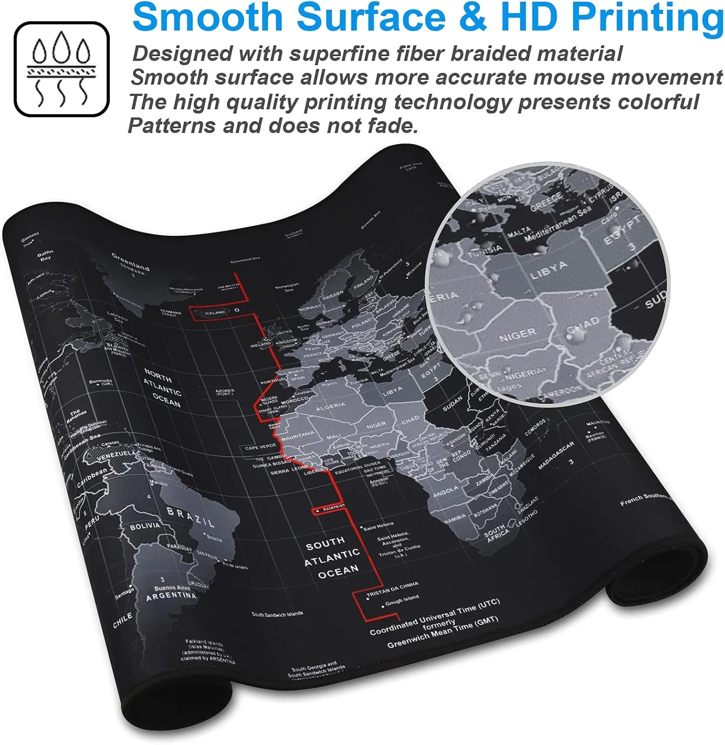 XXL Professional Large Mouse Pad & Computer Game Mouse Mat (35.4x15.7x0.1IN, Map) (90 * 40 Map)