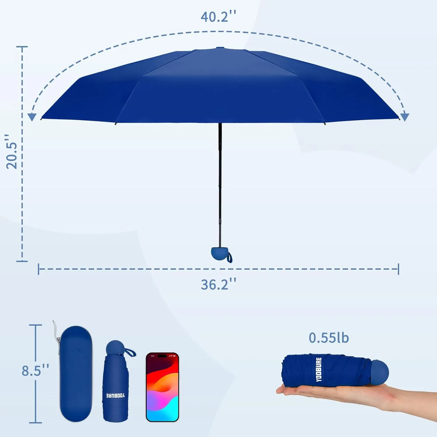 Yoobure Travel Umbrella Portable Compact Umbrellas, Pocket Mini for Purse, Umbrellas for UV Sun & Rain Small for Backpack, Umbrella with Case Folding for Kids Women