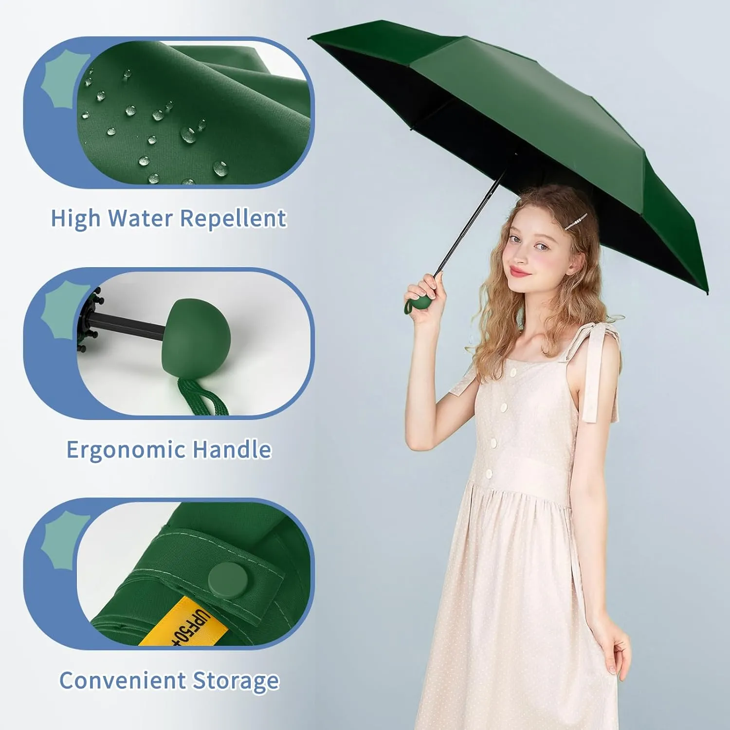 Yoobure Travel Umbrella Portable Compact Umbrellas, Pocket Mini for Purse, Umbrellas for UV Sun & Rain Small for Backpack, Umbrella with Case Folding for Kids Women