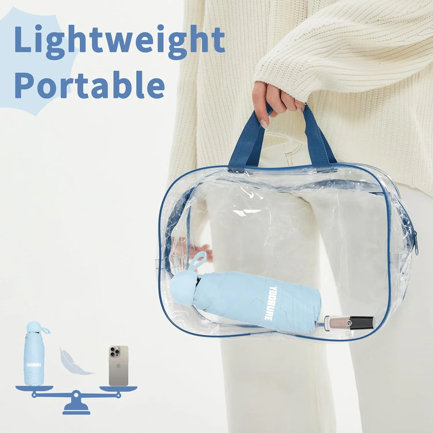Yoobure Travel Umbrella Portable Compact Umbrellas, Pocket Mini for Purse, Umbrellas for UV Sun & Rain Small for Backpack, Umbrella with Case Folding for Kids Women