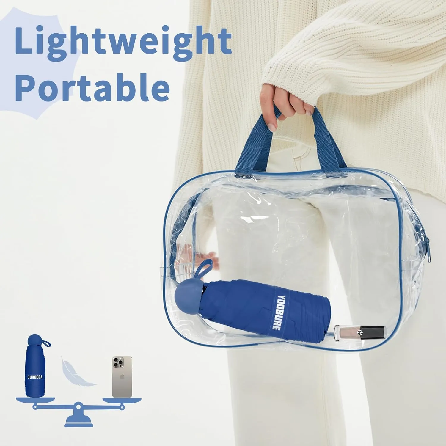 Yoobure Travel Umbrella Portable Compact Umbrellas, Pocket Mini for Purse, Umbrellas for UV Sun & Rain Small for Backpack, Umbrella with Case Folding for Kids Women