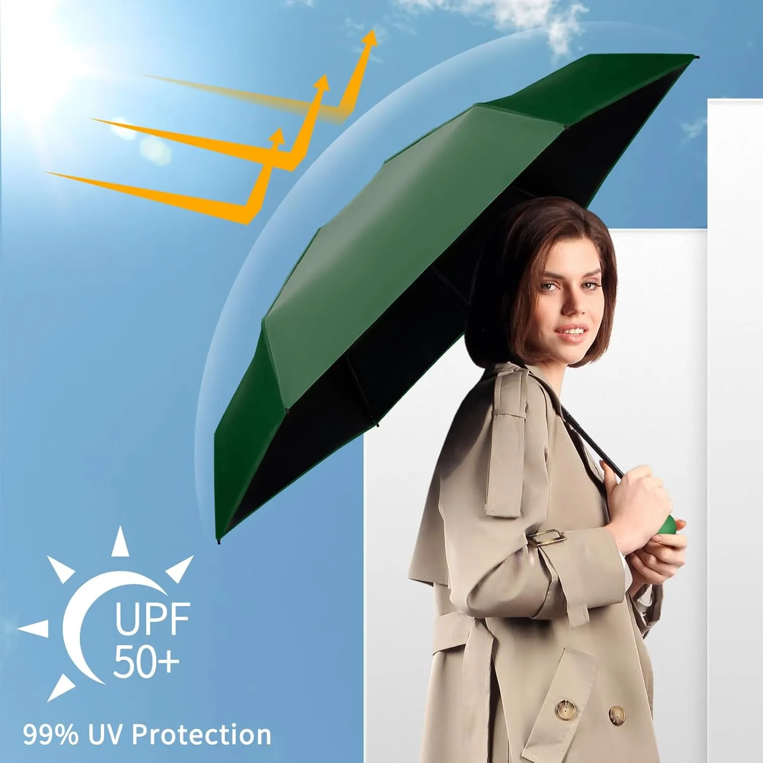 Yoobure Travel Umbrella Portable Compact Umbrellas, Pocket Mini for Purse, Umbrellas for UV Sun & Rain Small for Backpack, Umbrella with Case Folding for Kids Women
