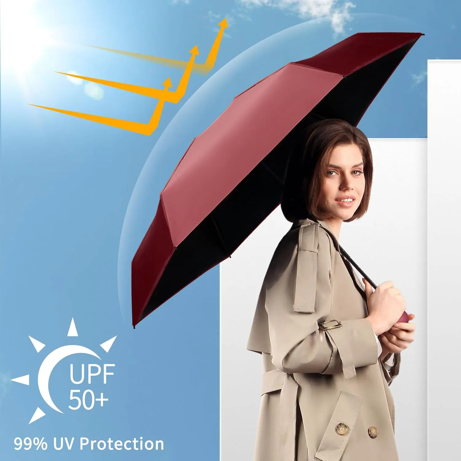 Yoobure Travel Umbrella Portable Compact Umbrellas, Pocket Mini for Purse, Umbrellas for UV Sun & Rain Small for Backpack, Umbrella with Case Folding for Kids Women
