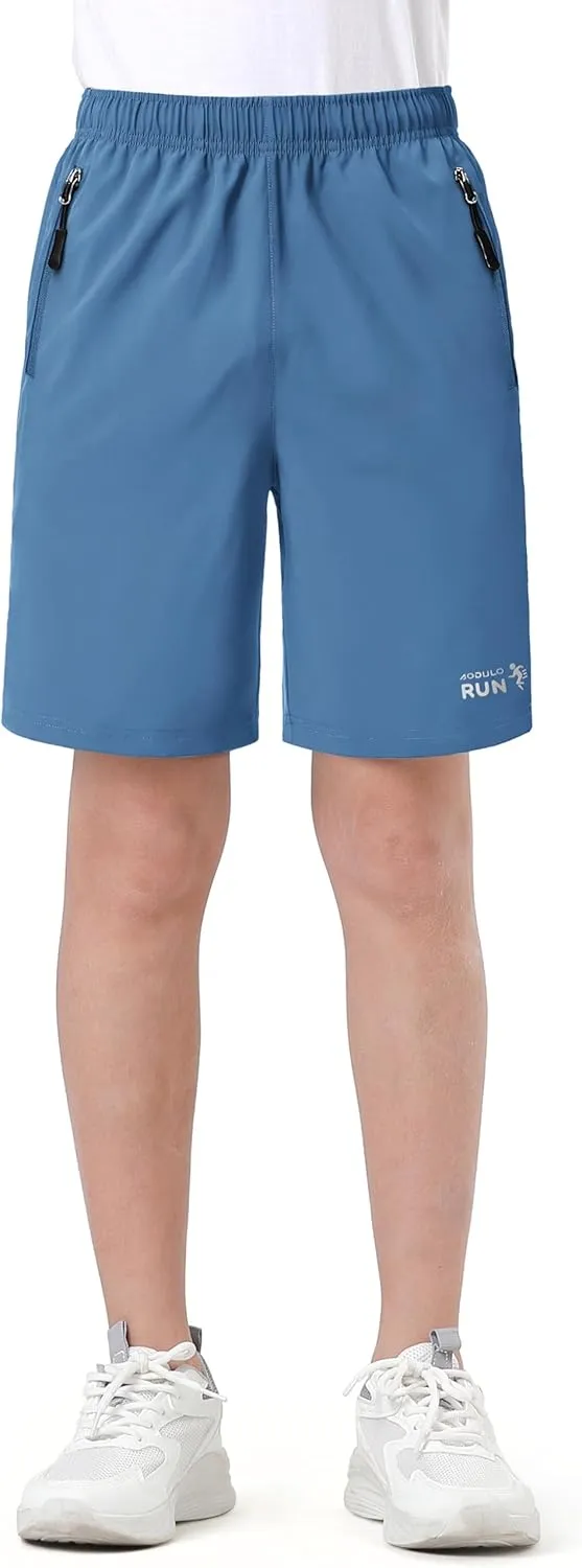 Youth Kids Athletic Shorts Quick Dry Lightweight Beathable Comfy Zipper Running Soccer Size 5-16 Outdoor Active Gym Workout