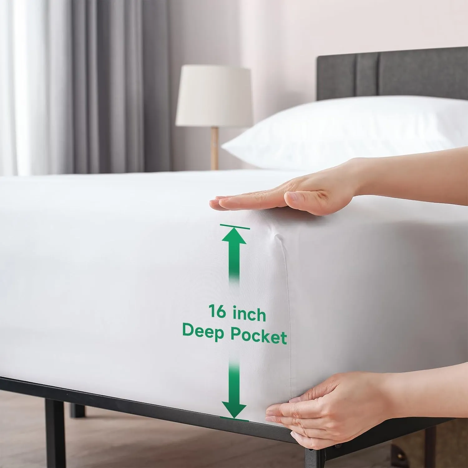 Z-hom 4 Piece King Size Sheet Set, Upgraded Cooling Deep Pocket Comfy Breathable Hotel Luxury Bedding, Extra Soft & Wrinkle Free Cover, Up to 16 Inch, White