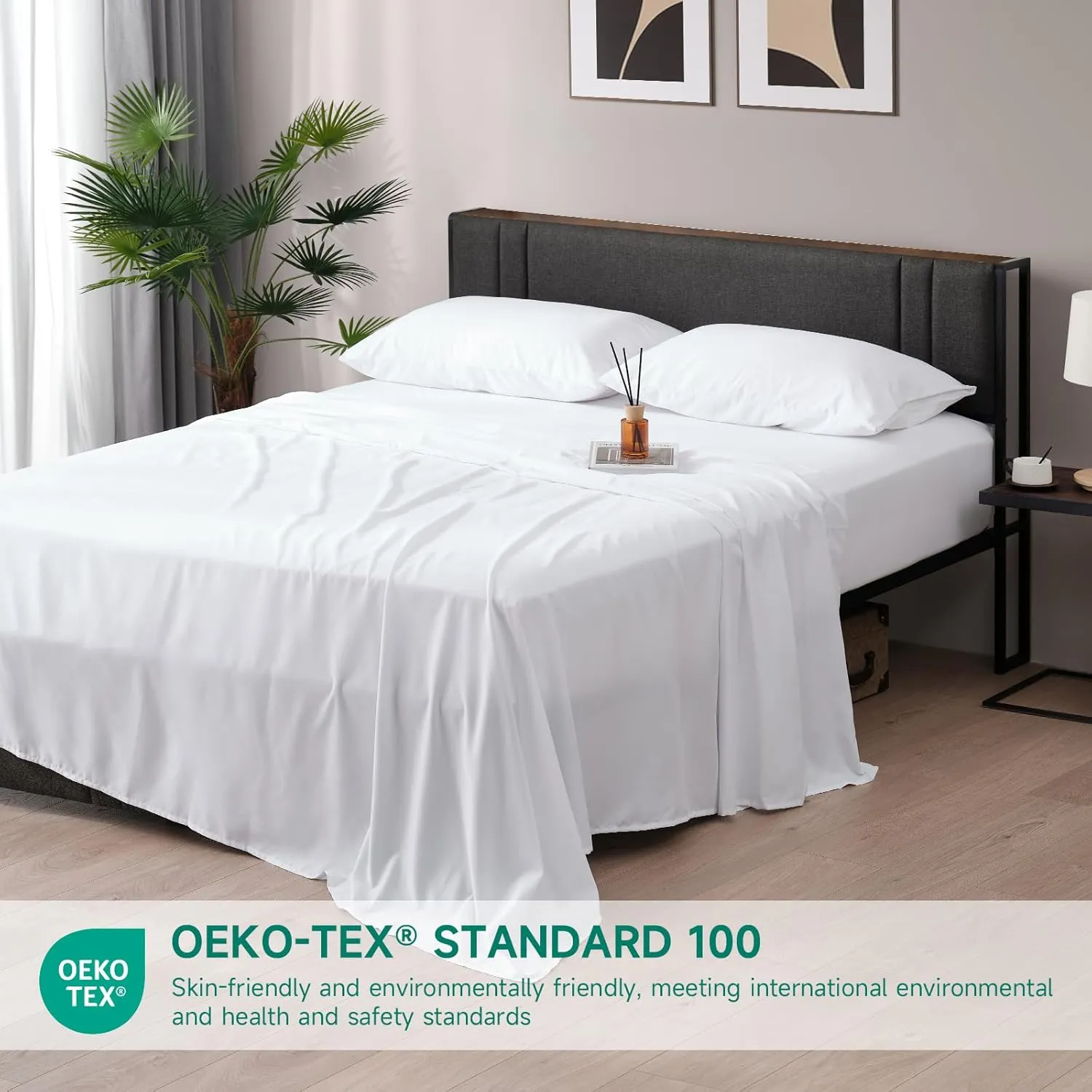 Z-hom 4 Piece King Size Sheet Set, Upgraded Cooling Deep Pocket Comfy Breathable Hotel Luxury Bedding, Extra Soft & Wrinkle Free Cover, Up to 16 Inch, White
