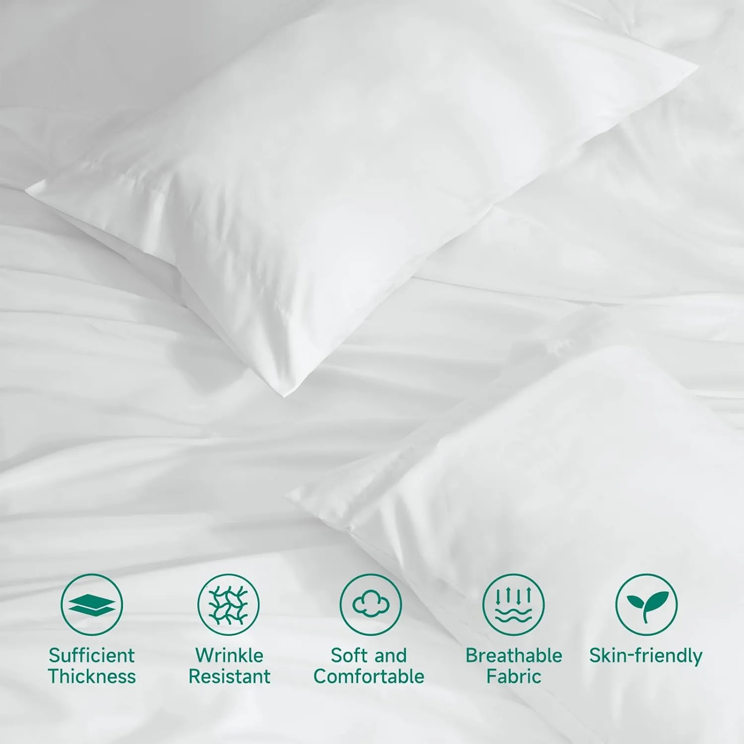 Z-hom 4 Piece King Size Sheet Set, Upgraded Cooling Deep Pocket Comfy Breathable Hotel Luxury Bedding, Extra Soft & Wrinkle Free Cover, Up to 16 Inch, White