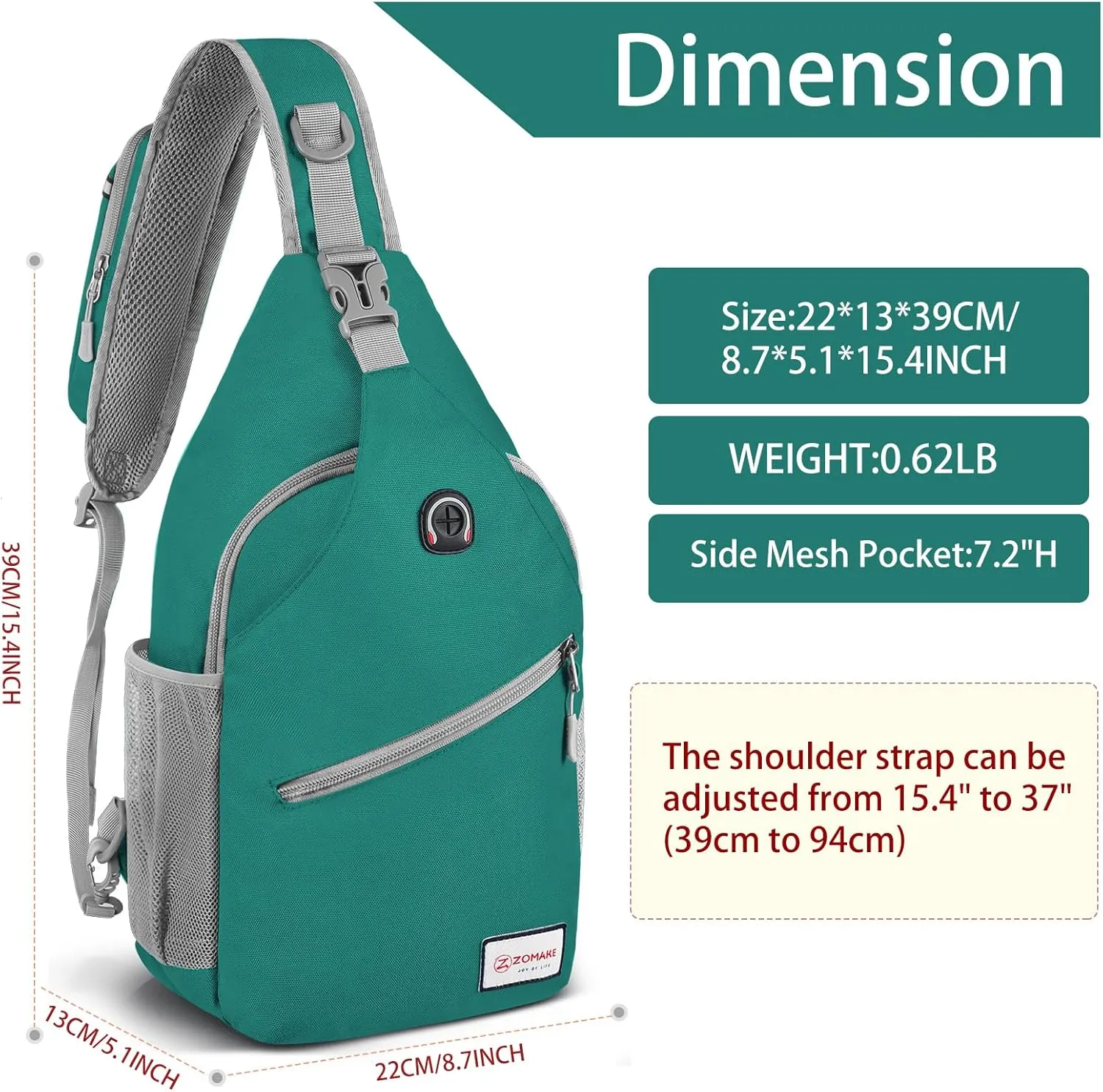 ZOMAKE Sling Bag for Women Men, Small Crossbody Sling Backpack, Mini Water Resistant Shoulder Daypack for Travel, Anti Thief Chest Bag for Hiking, Sports, Army Green(new)