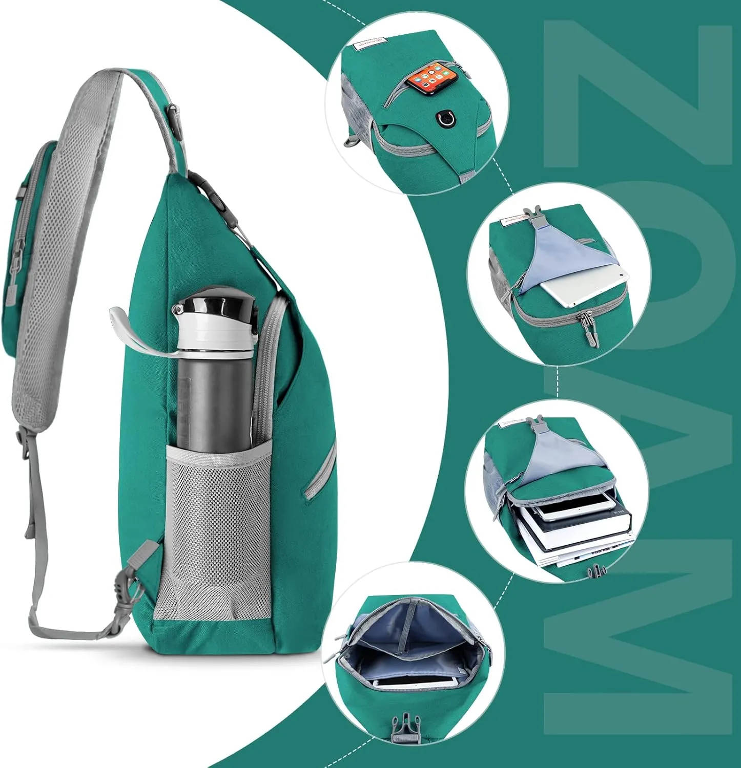 ZOMAKE Sling Bag for Women Men, Small Crossbody Sling Backpack, Mini Water Resistant Shoulder Daypack for Travel, Anti Thief Chest Bag for Hiking, Sports, Army Green(new)