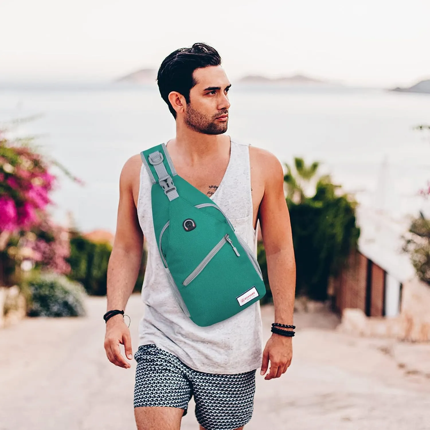 ZOMAKE Sling Bag for Women Men, Small Crossbody Sling Backpack, Mini Water Resistant Shoulder Daypack for Travel, Anti Thief Chest Bag for Hiking, Sports, Army Green(new)